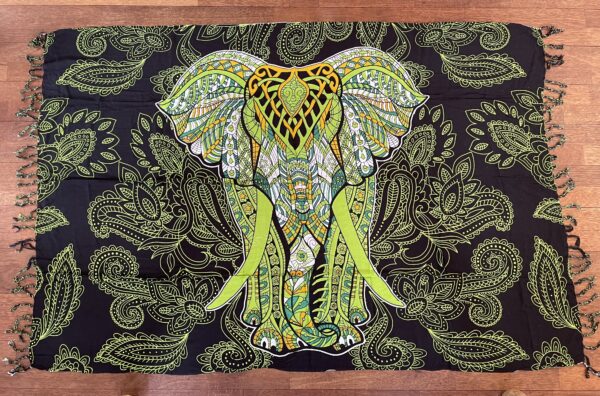 Sarong med frynser - afrikansk elefant