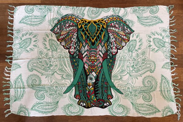 Sarong med frynser - afrikansk elefant