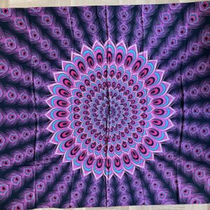 Sarong med frynser - Pink påfugl