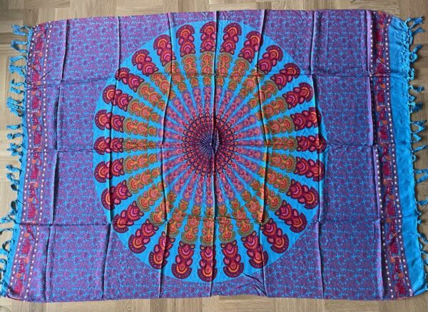 Sarong med frynser - Lilla mandala