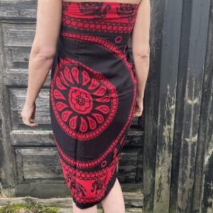 Rød elefant - Sarong med frynser